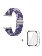 For Apple Watch Series 6 / 5 / 4 / SE / SE (2022) 40mm Watch Band 3 Beads Resin Replacement Wrist Strap with Transparent Watch Case - Black / Pink