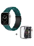 For Apple Watch Series 6 / 5 / 4 / SE / SE (2022) 40mm Watch Band 3 Beads Resin Replacement Wrist Strap with Transparent Watch Case - Blackish Green