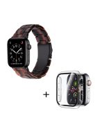 For Apple Watch Series 6 / 5 / 4 / SE / SE (2022) 40mm Watch Band 3 Beads Resin Replacement Wrist Strap with Transparent Watch Case - Chocolate Color