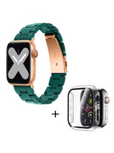   For Apple Watch Series 6 / 5 / 4 / SE / SE (2022) 40mm Watch Band 3 Beads Resin Replacement Wrist Strap with Transparent Watch Case - Dark Green