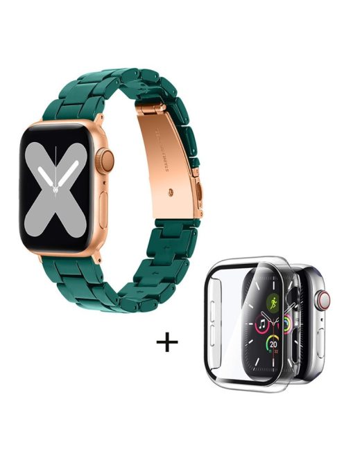 For Apple Watch Series 6 / 5 / 4 / SE / SE (2022) 40mm Watch Band 3 Beads Resin Replacement Wrist Strap with Transparent Watch Case - Dark Green