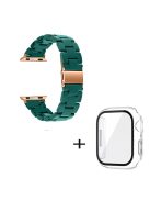 For Apple Watch Series 6 / 5 / 4 / SE / SE (2022) 40mm Watch Band 3 Beads Resin Replacement Wrist Strap with Transparent Watch Case - Dark Green