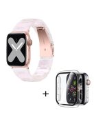 For Apple Watch Series 6 / 5 / 4 / SE / SE (2022) 40mm Watch Band 3 Beads Resin Replacement Wrist Strap with Transparent Watch Case - Light Pink