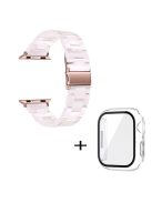 For Apple Watch Series 6 / 5 / 4 / SE / SE (2022) 40mm Watch Band 3 Beads Resin Replacement Wrist Strap with Transparent Watch Case - Light Pink