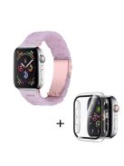 For Apple Watch Series 6 / 5 / 4 / SE / SE (2022) 40mm Watch Band 3 Beads Resin Replacement Wrist Strap with Transparent Watch Case - Light Purple