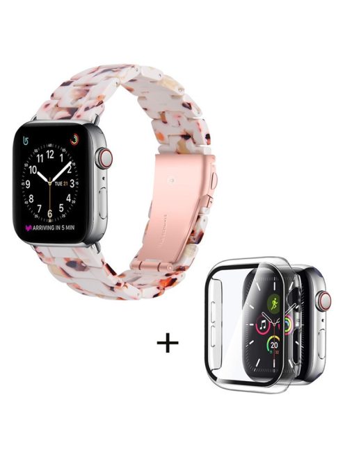 For Apple Watch Series 6 / 5 / 4 / SE / SE (2022) 40mm Watch Band 3 Beads Resin Replacement Wrist Strap with Transparent Watch Case - Nougat Pattern