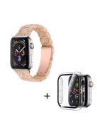 For Apple Watch Series 6 / 5 / 4 / SE / SE (2022) 40mm Watch Band 3 Beads Resin Replacement Wrist Strap with Transparent Watch Case - Silk White