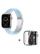 For Apple Watch Series 6 / 5 / 4 / SE / SE (2022) 40mm Watch Band 3 Beads Resin Replacement Wrist Strap with Transparent Watch Case - Sky Blue