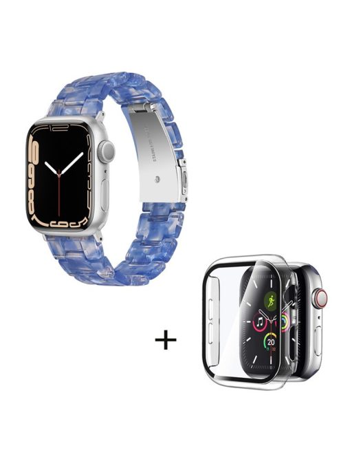 For Apple Watch Series 6 / 5 / 4 / SE / SE (2022) 40mm Watch Band 3 Beads Resin Replacement Wrist Strap with Transparent Watch Case - Transparent Dark Blue