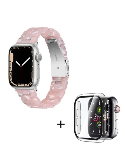 For Apple Watch Series 6 / 5 / 4 / SE / SE (2022) 40mm Watch Band 3 Beads Resin Replacement Wrist Strap with Transparent Watch Case - Transparent Pink