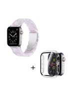 For Apple Watch Series 6 / 5 / 4 / SE / SE (2022) 40mm Watch Band 3 Beads Resin Replacement Wrist Strap with Transparent Watch Case - White Mix