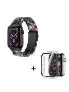 For Apple Watch Series 6 / 5 / 4 / SE / SE (2022) 44mm 3 Beads Resin Watch Strap Replacement Wrist Band with Transparent Watch Case - Blue Mix