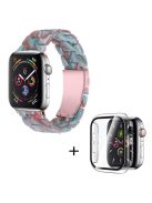 For Apple Watch Series 6 / 5 / 4 / SE / SE (2022) 44mm 3 Beads Resin Watch Strap Replacement Wrist Band with Transparent Watch Case - Emerald Red