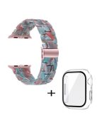 For Apple Watch Series 6 / 5 / 4 / SE / SE (2022) 44mm 3 Beads Resin Watch Strap Replacement Wrist Band with Transparent Watch Case - Emerald Red