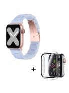 For Apple Watch Series 6 / 5 / 4 / SE / SE (2022) 44mm Replacement Watch Band 3 Beads Resin Wrist Strap with Transparent Watch Case - Baby Blue