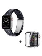 For Apple Watch Series 6 / 5 / 4 / SE / SE (2022) 44mm Replacement Watch Band 3 Beads Resin Wrist Strap with Transparent Watch Case - Black Mix