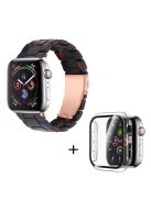 For Apple Watch Series 6 / 5 / 4 / SE / SE (2022) 44mm Replacement Watch Band 3 Beads Resin Wrist Strap with Transparent Watch Case - Dark Coffee