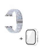 For Apple Watch Series 6 / 5 / 4 / SE / SE (2022) 44mm Replacement Watch Band 3 Beads Resin Wrist Strap with Transparent Watch Case - Transparent Baby Blue