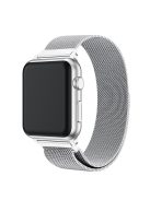 For Apple Watch Series 7 45mm / Series 8 45mm / 6 / SE / 5 / 4 44mm / 3 / 2 / 1 42mm Milanese Watch Strap Semi-circular Tail Style Magnetic Stainless Steel Watch Band - Silver