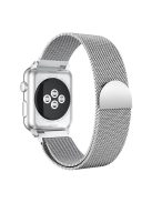 For Apple Watch Series 7 45mm / Series 8 45mm / 6 / SE / 5 / 4 44mm / 3 / 2 / 1 42mm Milanese Watch Strap Semi-circular Tail Style Magnetic Stainless Steel Watch Band - Silver