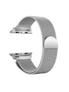 For Apple Watch Series 7 45mm / Series 8 45mm / 6 / SE / 5 / 4 44mm / 3 / 2 / 1 42mm Milanese Watch Strap Semi-circular Tail Style Magnetic Stainless Steel Watch Band - Silver