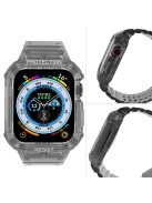 For Apple Watch Series 7 8 9 41mm / Series 7 8 9 45mm TPU Watch Strap with Case - Transparent Black