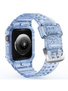 For Apple Watch Series 7 8 9 41mm / Series 7 8 9 45mm TPU Watch Strap with Case - Transparent Blue