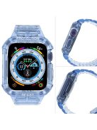 For Apple Watch Series 7 8 9 41mm / Series 7 8 9 45mm TPU Watch Strap with Case - Transparent Blue