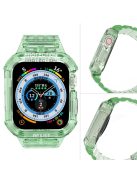 For Apple Watch Series 7 8 9 41mm / Series 7 8 9 45mm TPU Watch Strap with Case - Transparent Green