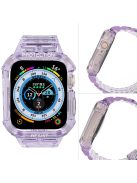 For Apple Watch Series 7 8 9 41mm / Series 7 8 9 45mm TPU Watch Strap with Case - Transparent Purple