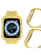 For Apple Watch Series 7 8 9 41mm / Series 7 8 9 45mm TPU Watch Strap with Case - Transparent Yellow