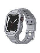 For Apple Watch Series 8  /  7 45mm  /  6  /  5  /  4  /  SE  /  SE (2022) 44mm  /  3  /  2  /  1 42mm Smart Watch Strap Silicone Wrist Band + Watch Case - Grey