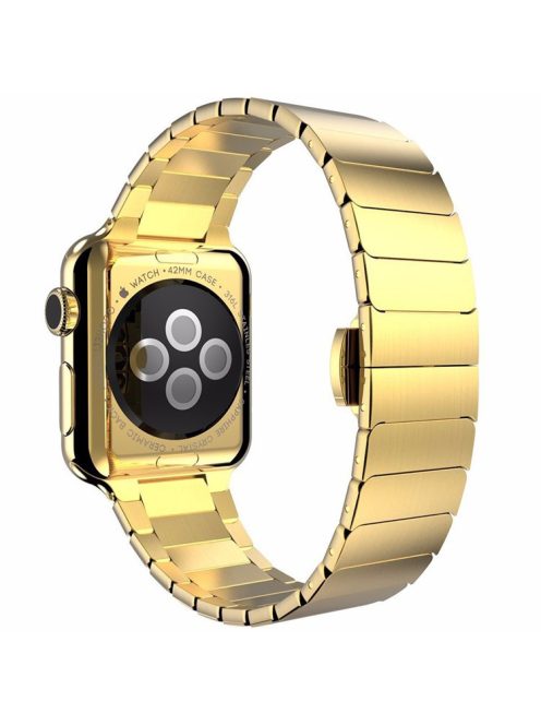 For Apple Watch Series 8 / 7 41mm Stainless Steel Watch Band Metal Strap Replacement with Butterfly Buckle - Gold