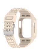 For Apple Watch Series 8 / 7 45mm / 6 / 5 / 4 / SE / SE (2022) 44mm / 3 / 2 / 1 42mm TPE Watchband Integral Watch Strap with Case - Beige