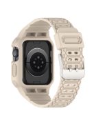 For Apple Watch Series 8 / 7 45mm / 6 / 5 / 4 / SE / SE (2022) 44mm / 3 / 2 / 1 42mm TPE Watchband Integral Watch Strap with Case - Beige