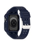 For Apple Watch Series 8 / 7 45mm / 6 / 5 / 4 / SE / SE (2022) 44mm / 3 / 2 / 1 42mm TPE Watchband Integral Watch Strap with Case - Dark Blue