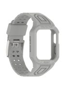 For Apple Watch Series 8 / 7 45mm / 6 / 5 / 4 / SE / SE (2022) 44mm / 3 / 2 / 1 42mm TPE Watchband Integral Watch Strap with Case - Grey