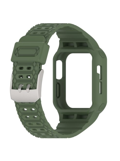 For Apple Watch Series 8 / 7 45mm / 6 / 5 / 4 / SE / SE (2022) 44mm / 3 / 2 / 1 42mm TPE Watchband Integral Watch Strap with Case - Midnight Green