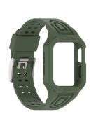 For Apple Watch Series 8 / 7 45mm / 6 / 5 / 4 / SE / SE (2022) 44mm / 3 / 2 / 1 42mm TPE Watchband Integral Watch Strap with Case - Midnight Green