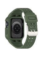 For Apple Watch Series 8 / 7 45mm / 6 / 5 / 4 / SE / SE (2022) 44mm / 3 / 2 / 1 42mm TPE Watchband Integral Watch Strap with Case - Midnight Green