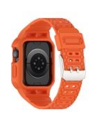 For Apple Watch Series 8 / 7 45mm / 6 / 5 / 4 / SE / SE (2022) 44mm / 3 / 2 / 1 42mm TPE Watchband Integral Watch Strap with Case - Orange