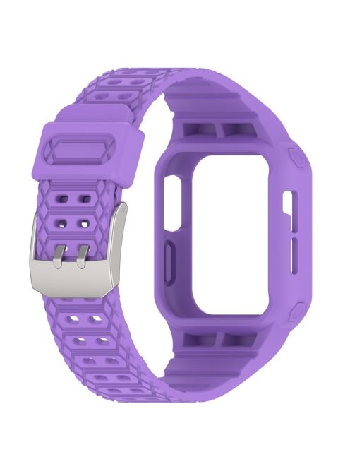 For Apple Watch Series 8 / 7 45mm / 6 / 5 / 4 / SE / SE (2022) 44mm / 3 / 2 / 1 42mm TPE Watchband Integral Watch Strap with Case - Purple