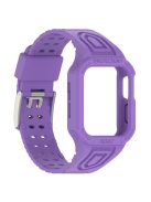 For Apple Watch Series 8 / 7 45mm / 6 / 5 / 4 / SE / SE (2022) 44mm / 3 / 2 / 1 42mm TPE Watchband Integral Watch Strap with Case - Purple