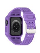 For Apple Watch Series 8 / 7 45mm / 6 / 5 / 4 / SE / SE (2022) 44mm / 3 / 2 / 1 42mm TPE Watchband Integral Watch Strap with Case - Purple