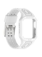 For Apple Watch Series 8 / 7 45mm / 6 / 5 / 4 / SE / SE (2022) 44mm / 3 / 2 / 1 42mm TPE Watchband Integral Watch Strap with Case - White