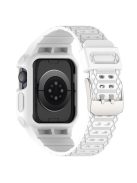 For Apple Watch Series 8 / 7 45mm / 6 / 5 / 4 / SE / SE (2022) 44mm / 3 / 2 / 1 42mm TPE Watchband Integral Watch Strap with Case - White