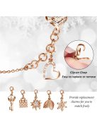 For Apple Watch Series 8 / 7 45mm Pendant Bracelet Watch Band Rhinestone Decor Strap Replacement with Hard PC Hollow-out Watch Case - Rose Gold