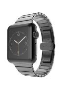 For Apple Watch Series 8 / 7 45mm Solid Stainless Steel Watch Band Replacement Wristband Strap with Butterfly Buckle - Black