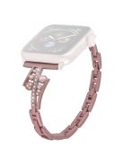 For Apple Watch Series 8 41mm / 7 41mm / SE / Series 6 / 5 / 4 / SE(2022) 40mm / Series 3 / 2 / 1 38mm Metal Watch Band with Rhinestone Decor Repalcement Wrist Strap - Rose Pink