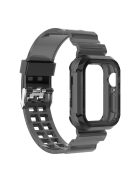 For Apple Watch Series 8 7 45mm / 6 5 4 SE SE (2022) 44mm / 3 2 1 42mm Integrated Watch Case Adjustable Watch Strap - Black